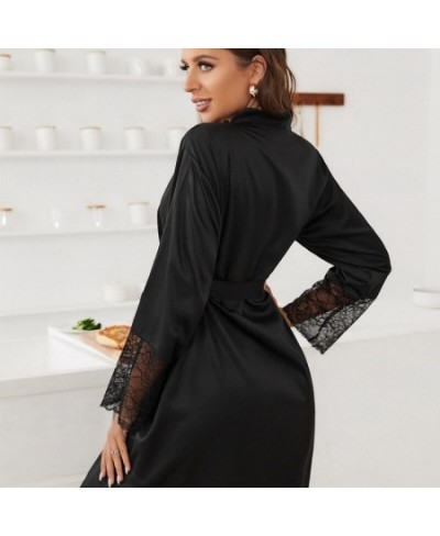 Sexy Cuffs Sleeve Lace Design Home Clothes Robes for Summer Thin Cardigan Pajamas Women V-neck Short Nightgown Night Dress $3...