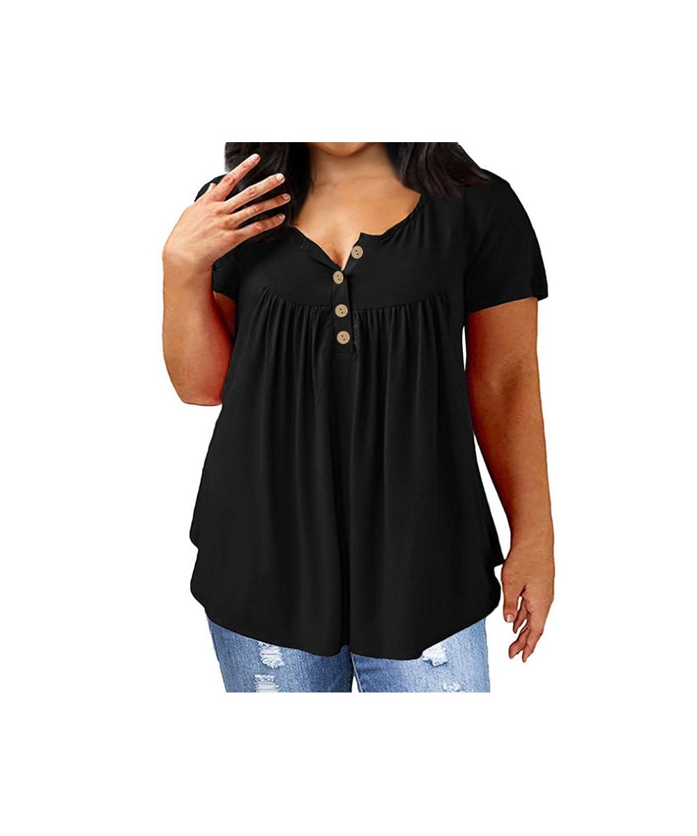 Big Size Tops Fat MM 2023 Summer Loose Woman T-shirts Casual Sexy V Neck Solid Short Sleeve Plus Size Shirts Female Clothing ...