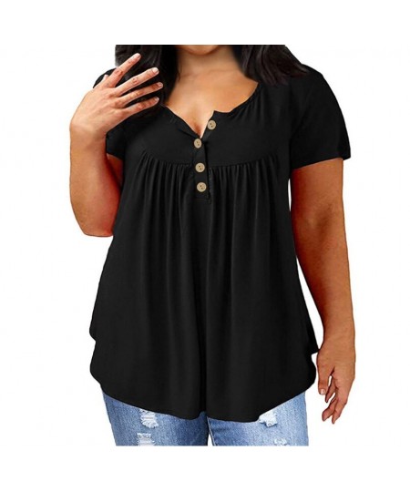 Big Size Tops Fat MM 2023 Summer Loose Woman T-shirts Casual Sexy V Neck Solid Short Sleeve Plus Size Shirts Female Clothing ...