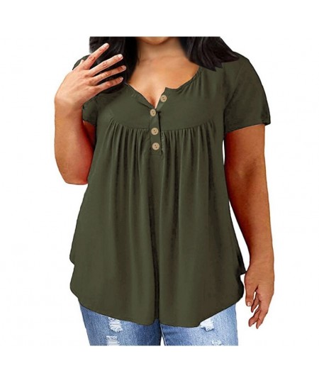 Big Size Tops Fat MM 2023 Summer Loose Woman T-shirts Casual Sexy V Neck Solid Short Sleeve Plus Size Shirts Female Clothing ...