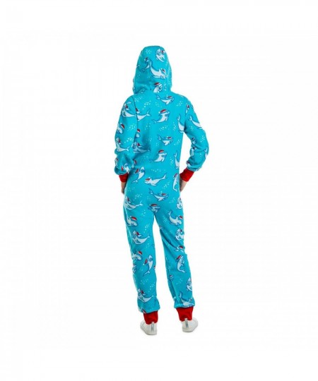 Christmas Women's One Piece Pajamas with Hood Cute Cartoon Pattern Adult Cozy Jumpsuits Homewear with Pocket $44.06 - Jumpsuits