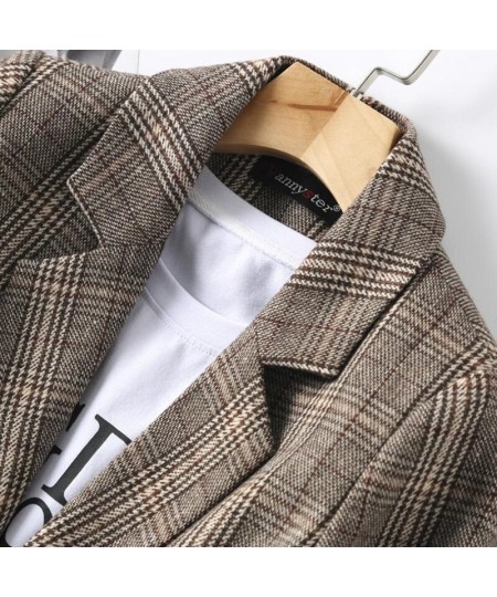 Vintage Blazer Women Single Breasted Office Ladies Plaid Blazer Long Sleeve Loose Plaid Coat Jacket Women Blazers Female 2022...