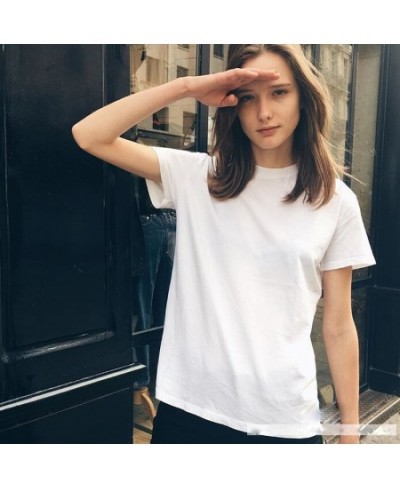 Fashion Short Sleeve Women Gray t shirt t-shirt tshirt femaale clothes harajuku Simple 90s summer top $13.70 - Plus Size Clothes