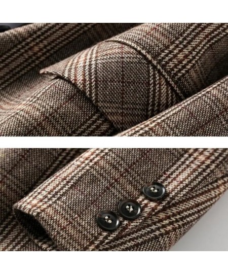 Vintage Blazer Women Single Breasted Office Ladies Plaid Blazer Long Sleeve Loose Plaid Coat Jacket Women Blazers Female 2022...