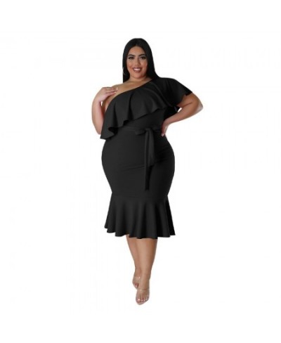 Summer Plus Size Ruffkes Women Party Dress with Belt 3XL 4XL Short Sleeves Sexy Ladies Club Casual Mermaid Dresses 2023 $39.6...