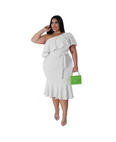 Summer Plus Size Ruffkes Women Party Dress with Belt 3XL 4XL Short Sleeves Sexy Ladies Club Casual Mermaid Dresses 2023 $39.6...