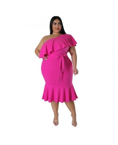 Summer Plus Size Ruffkes Women Party Dress with Belt 3XL 4XL Short Sleeves Sexy Ladies Club Casual Mermaid Dresses 2023 $39.6...