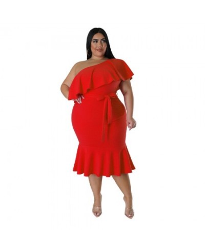 Summer Plus Size Ruffkes Women Party Dress with Belt 3XL 4XL Short Sleeves Sexy Ladies Club Casual Mermaid Dresses 2023 $39.6...