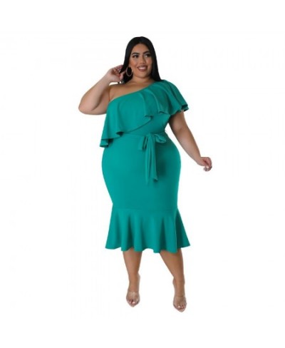 Summer Plus Size Ruffkes Women Party Dress with Belt 3XL 4XL Short Sleeves Sexy Ladies Club Casual Mermaid Dresses 2023 $39.6...