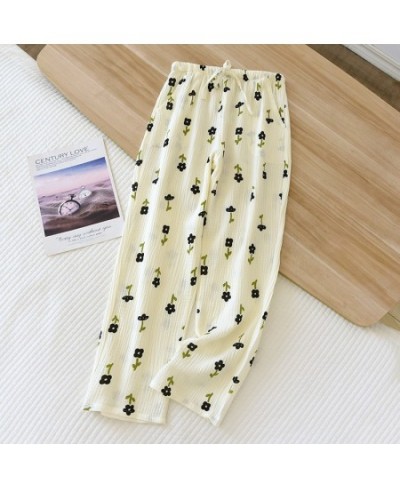 Casual Fresh flowers 100% crepe cotton sleep bottoms women Spring home trousers women pyjamas pants sleep trousers $35.55 - S...