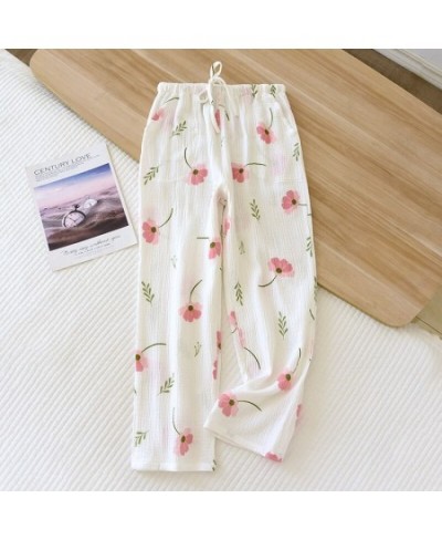 Casual Fresh flowers 100% crepe cotton sleep bottoms women Spring home trousers women pyjamas pants sleep trousers $35.55 - S...