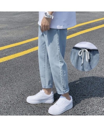 Jeans Women Solid Straight Ankle Length Pockets Loose Autumn Mens Fashion All Match Daily Simple Oversize Ulzzang Harajuku Ch...