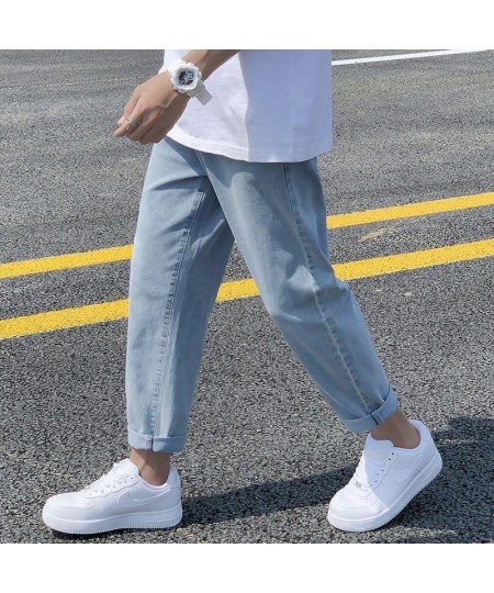 Jeans Women Solid Straight Ankle Length Pockets Loose Autumn Mens Fashion All Match Daily Simple Oversize Ulzzang Harajuku Ch...