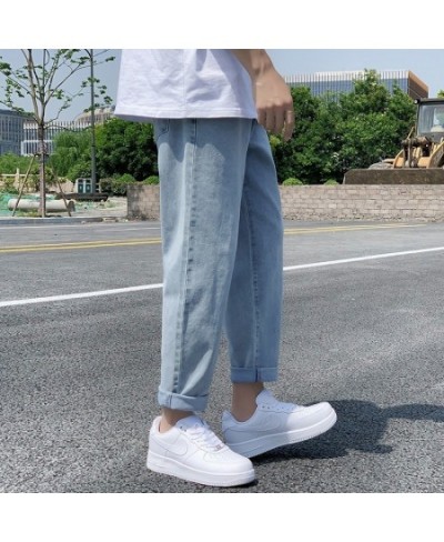 Jeans Women Solid Straight Ankle Length Pockets Loose Autumn Mens Fashion All Match Daily Simple Oversize Ulzzang Harajuku Ch...