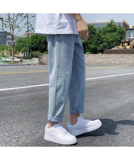 Jeans Women Solid Straight Ankle Length Pockets Loose Autumn Mens Fashion All Match Daily Simple Oversize Ulzzang Harajuku Ch...