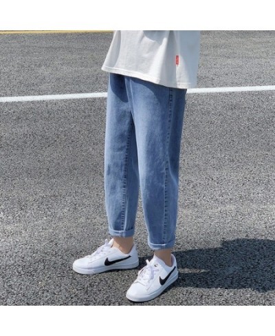 Jeans Women Solid Straight Ankle Length Pockets Loose Autumn Mens Fashion All Match Daily Simple Oversize Ulzzang Harajuku Ch...