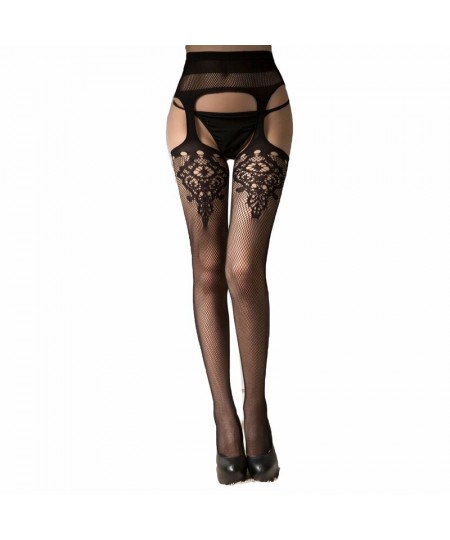 Women Transparent Sexy Lace Stockings With Suspender Garter Belt Fishnet Thigh High Stockings Female Lingerie Pantyhose $13.9...