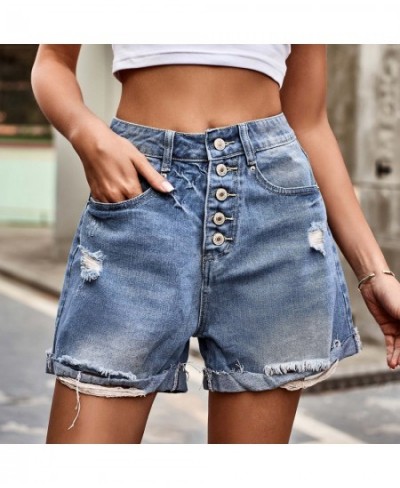 Summer Women Denim Shorts Ripped Hole Short Pants Button Down High Waisted Baggy Jean Shorts Pantalones Cortos Streetwear шор...