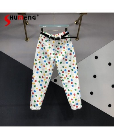 Colorful Polka Dot Jeans for Women 2023 Spring and Summer New Versatile Carrot Trousers High Waist Slimming Harem Denim Pants...