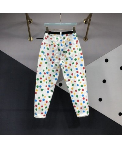 Colorful Polka Dot Jeans for Women 2023 Spring and Summer New Versatile Carrot Trousers High Waist Slimming Harem Denim Pants...