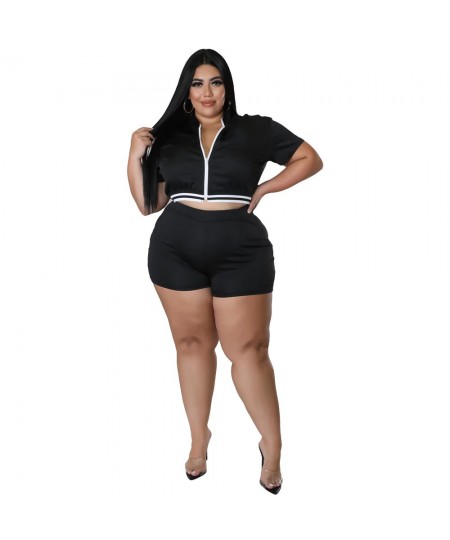 Wholesale Fashion Summer Clothes Plus Size Two Piece Set Women Tracksuits Zipper Cardigan Casual Short Outfits $39.82 - Plus ...