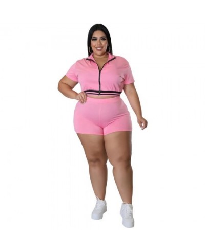 Wholesale Fashion Summer Clothes Plus Size Two Piece Set Women Tracksuits Zipper Cardigan Casual Short Outfits $39.82 - Plus ...