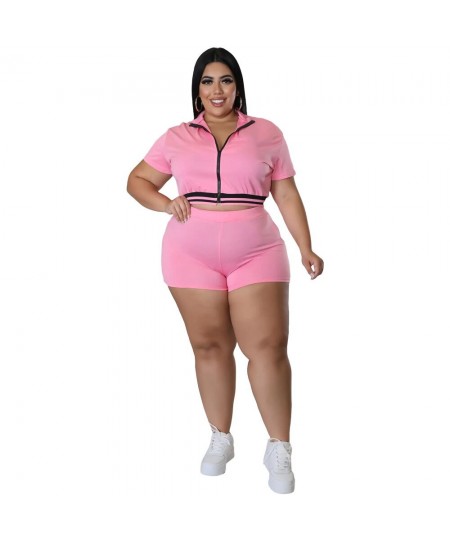 Wholesale Fashion Summer Clothes Plus Size Two Piece Set Women Tracksuits Zipper Cardigan Casual Short Outfits $39.82 - Plus ...