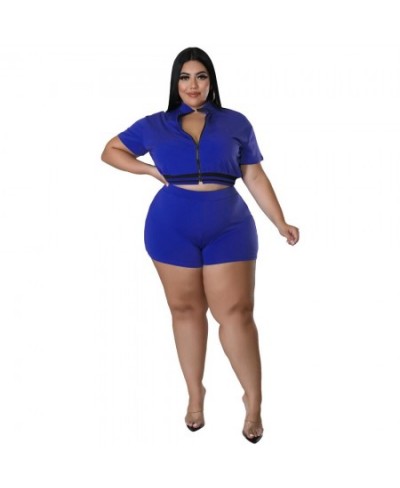 Wholesale Fashion Summer Clothes Plus Size Two Piece Set Women Tracksuits Zipper Cardigan Casual Short Outfits $39.82 - Plus ...