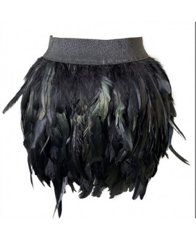 New Design Party Event Plumage Women Harajuku Sexy Lingerie Gothic Harness Garters Belt Swan Feather Skirt $40.89 - Bottoms