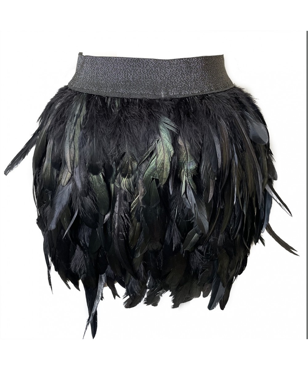 New Design Party Event Plumage Women Harajuku Sexy Lingerie Gothic Harness Garters Belt Swan Feather Skirt $40.89 - Bottoms