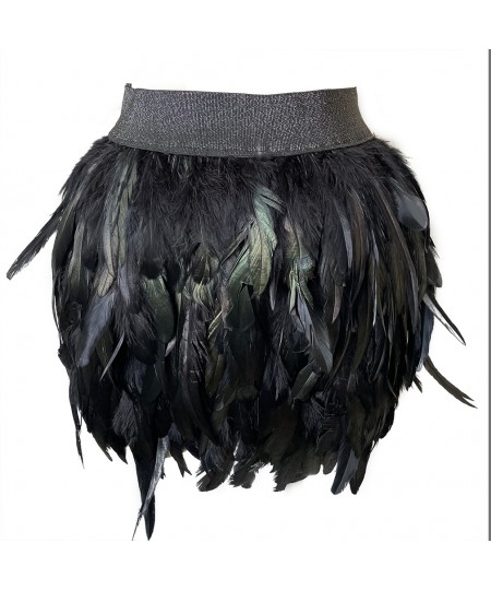 New Design Party Event Plumage Women Harajuku Sexy Lingerie Gothic Harness Garters Belt Swan Feather Skirt $40.89 - Bottoms