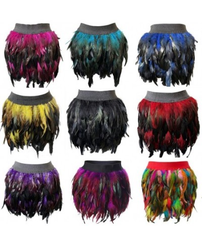 New Design Party Event Plumage Women Harajuku Sexy Lingerie Gothic Harness Garters Belt Swan Feather Skirt $40.89 - Bottoms