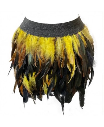 New Design Party Event Plumage Women Harajuku Sexy Lingerie Gothic Harness Garters Belt Swan Feather Skirt $40.89 - Bottoms