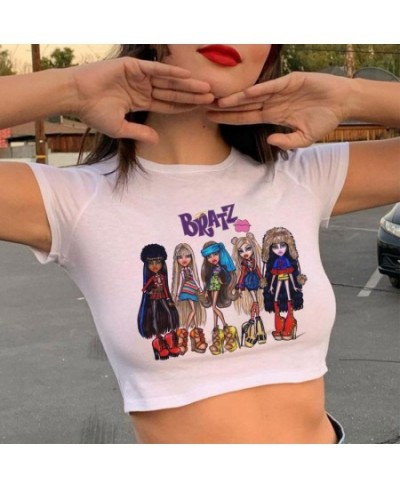 Cartoon Graphic Print T-shirt Women Tee Harajuku Aesthetic White Top Casual Tshirt 2023 Summer Fashion Y2k Anime Female T Shi...