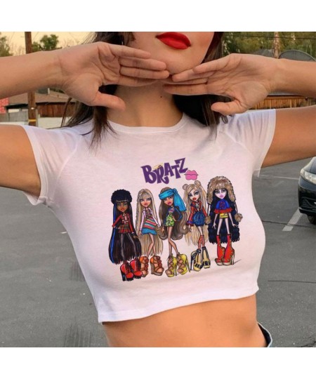 Cartoon Graphic Print T-shirt Women Tee Harajuku Aesthetic White Top Casual Tshirt 2023 Summer Fashion Y2k Anime Female T Shi...