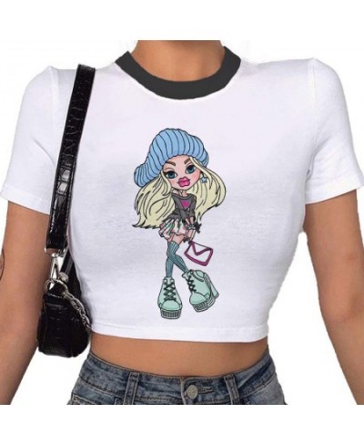 Cartoon Graphic Print T-shirt Women Tee Harajuku Aesthetic White Top Casual Tshirt 2023 Summer Fashion Y2k Anime Female T Shi...