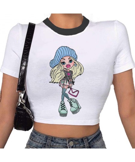 Cartoon Graphic Print T-shirt Women Tee Harajuku Aesthetic White Top Casual Tshirt 2023 Summer Fashion Y2k Anime Female T Shi...