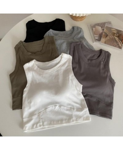 Tank Tops Women 2023 Fashion Chic Comfortable Stretchy Summer Pure Color Feminine Hipster Korean Style Inside Simple Crops Co...