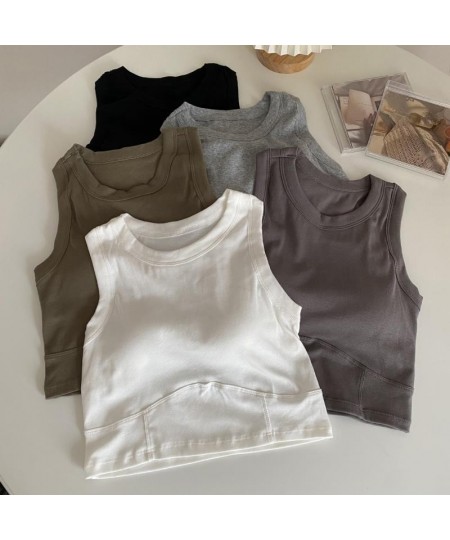 Tank Tops Women 2023 Fashion Chic Comfortable Stretchy Summer Pure Color Feminine Hipster Korean Style Inside Simple Crops Co...