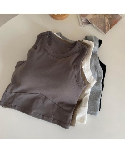 Tank Tops Women 2023 Fashion Chic Comfortable Stretchy Summer Pure Color Feminine Hipster Korean Style Inside Simple Crops Co...