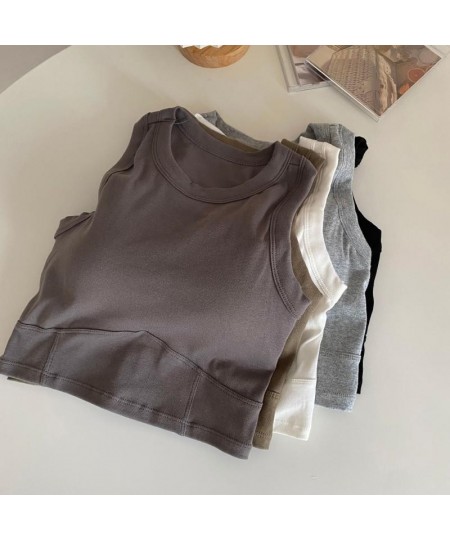 Tank Tops Women 2023 Fashion Chic Comfortable Stretchy Summer Pure Color Feminine Hipster Korean Style Inside Simple Crops Co...