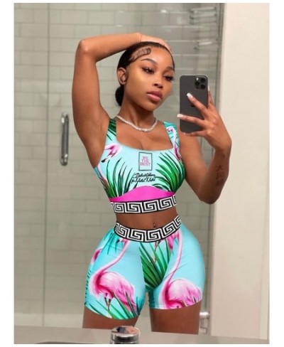 Echoine Women Summer Print Sexy Pullover Vest Top And Shorts Two 2 Piece Set Casual Slim Holiday Commuting Beach Party Outfit...