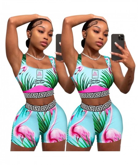 Echoine Women Summer Print Sexy Pullover Vest Top And Shorts Two 2 Piece Set Casual Slim Holiday Commuting Beach Party Outfit...