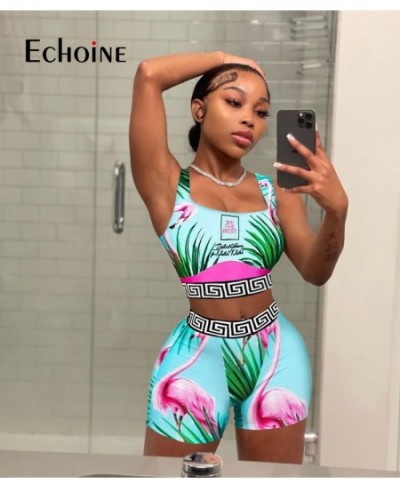 Echoine Women Summer Print Sexy Pullover Vest Top And Shorts Two 2 Piece Set Casual Slim Holiday Commuting Beach Party Outfit...