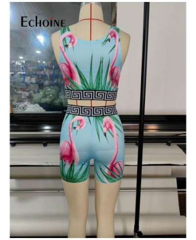 Echoine Women Summer Print Sexy Pullover Vest Top And Shorts Two 2 Piece Set Casual Slim Holiday Commuting Beach Party Outfit...