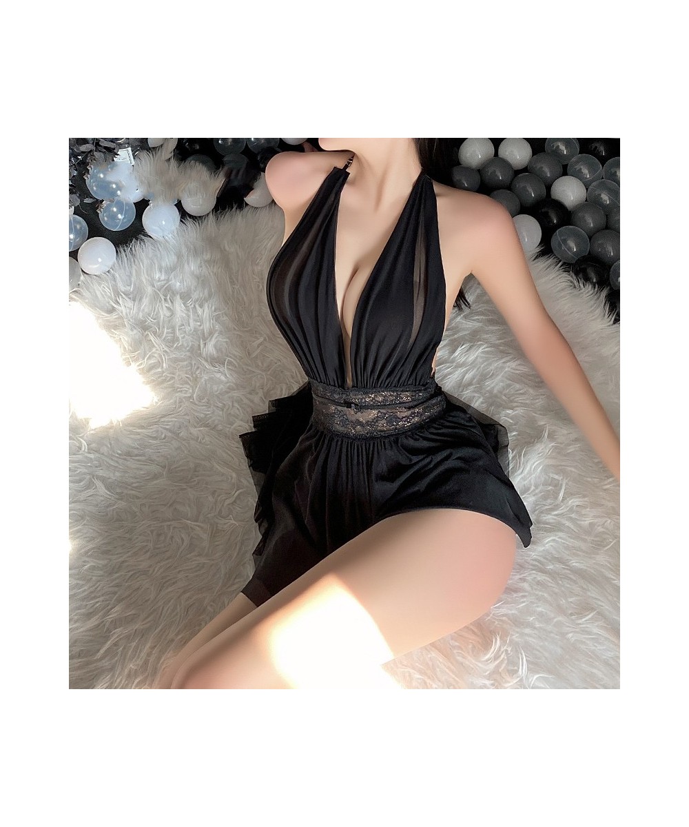 Mesh Hollow Out Sleepwear Dress Woman Sexy Underwear Lace Temptation Pajamas Couples Bed Game Nightgown Halter 3color $25.57 ...