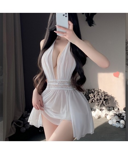 Mesh Hollow Out Sleepwear Dress Woman Sexy Underwear Lace Temptation Pajamas Couples Bed Game Nightgown Halter 3color $25.57 ...