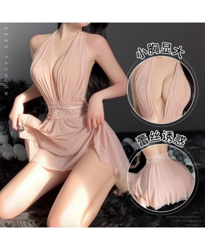 Mesh Hollow Out Sleepwear Dress Woman Sexy Underwear Lace Temptation Pajamas Couples Bed Game Nightgown Halter 3color $25.57 ...