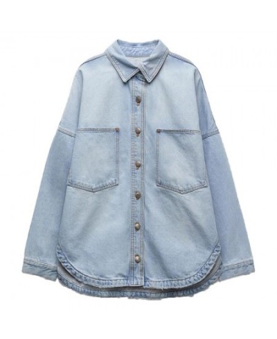 summer new women's clothing Hong Kong style versatile pockets plus size denim shirt jacket jacket $70.15 - Jackets & Coats