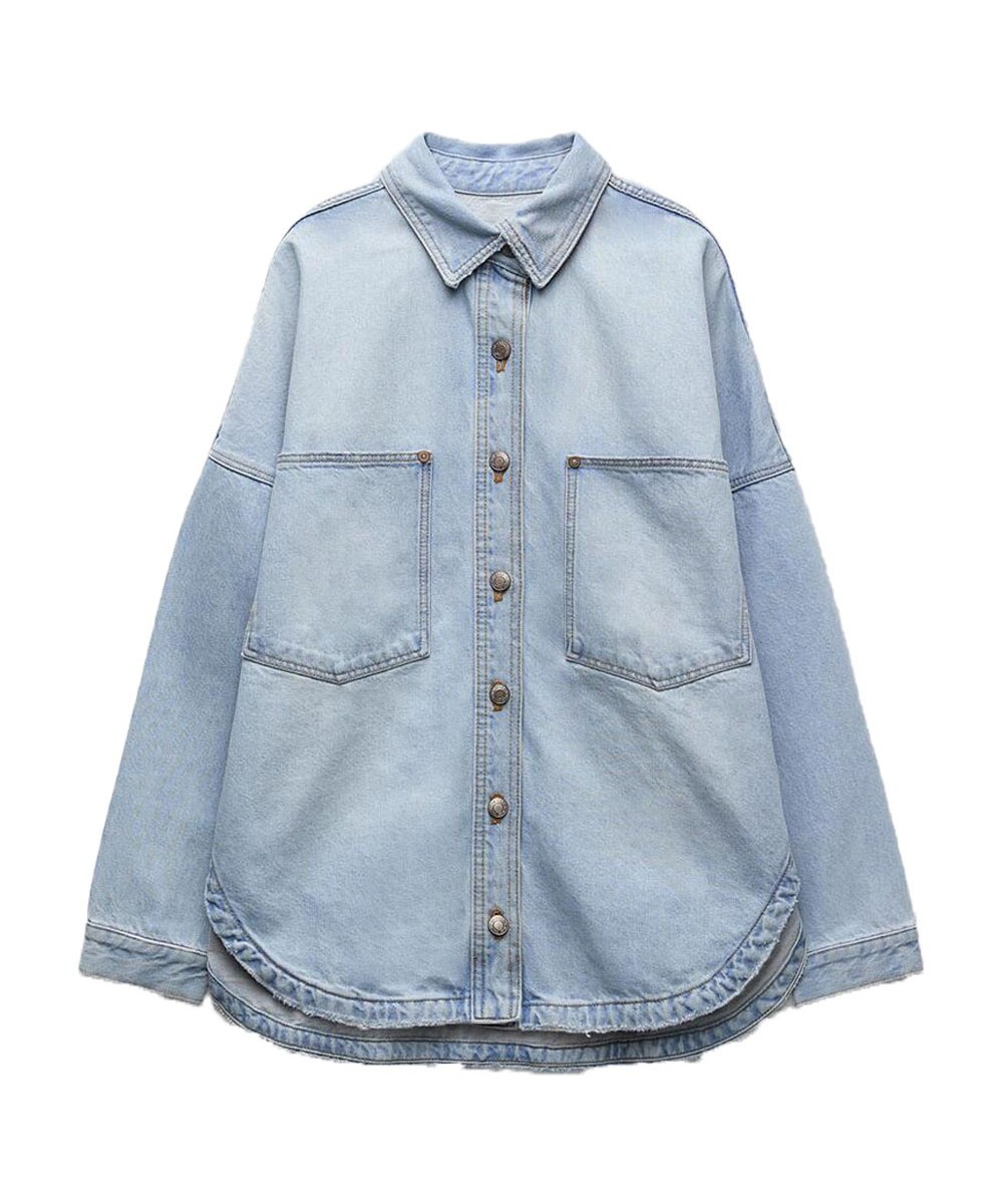 summer new women's clothing Hong Kong style versatile pockets plus size denim shirt jacket jacket $70.15 - Jackets & Coats